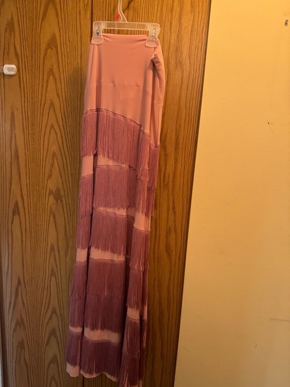 Pink Fringe Maxi Skirt (authentic flamenco skirt)